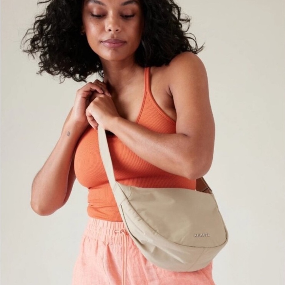 Athleta Tan Shoulder Bag Crescent Shape